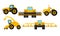 Heavy Agricultural Machinery Collection, Farm Vehicles for Field, Tractor, Combine and Harvester Work Vector