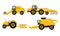 Heavy Agricultural Machinery Collection, Yellow Farm Vehicles Vector Illustration