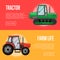 Heavy agricultural machinery flyers set