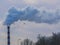 Heavy air pollution from factory smokestack