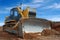 Heavy bulldozer standing in sandpit