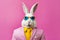 Heavy Bunny Anthropomorphic Bright Colors Trendy Coo, Generative AI