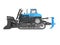 Heavy caterpillar bulldozer blue 3D rendering on white background no shadow