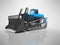 Heavy caterpillar bulldozer blue isolated 3D rendering on gray background with shadow