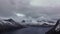 Heavy Clouds over the Winter Fjord. Fast Motion