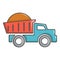 Heavy construction tipper icon, cartoon style