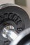 Heavy dumbbell for bodybuilding weight lifting exercises with personal trainer for body fitness at home or in a gym to strengthen