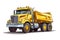 heavy dump truck lorry tipper yellow construction equipment isolated on white background