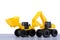 Heavy duty construction backhoe and Tractor toy on whit