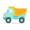 Heavy duty dump truck, construction machinery equipment colorful cartoon vector Illustration