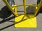 Heavy duty empty yellow sack barrow with shadows.