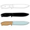 Heavy duty hunting or survival knife, set of contour, silhouette and color