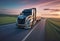 A heavy-duty truck drives along the highway and carries goods, transportation and logistics, timely delivery of goods by road,