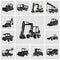 Heavy equipment and machinery icons set