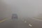 Heavy fog in the motorway. Danger.