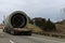 Heavy freight truck of bulky goods on highway