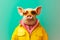 Heavy Funny Pig Anthropomorphic Bright Colors, Generative AI