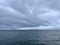 Heavy gray clouds over Baikal Lake