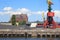 Heavy harbour jib cranes in the Kaliningrad Sea Port.