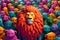 Heavy Lion Crowd Pack Anthropomorphic Bright Color, Generative AI