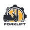 Heavy machinery label with forklift silhouette