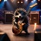 A heavy metal hedgehog in spiked leather and a guitar, rocking out on stage3