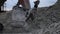 Heavy Mining Dump Truck Being Loaded With Iron Ore in pit