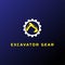 Heavy Mining Excavator Backhoe Bulldozer Logo Design Vector