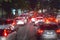 Heavy night traffic in Catania city