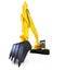 Heavy orange excavator with shovel