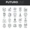Heavy and Power Industry Futuro Line Icons Set
