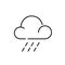 Heavy rain coming from cloud. Weather forecast. Pixel perfect, editable stroke simple icon