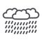 Heavy rain line icon, weather and meteorology, raincloud sign, vector graphics, a linear pattern on a white background.