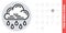 Heavy rain, shower or downpour icon for weather forecast application or widget. Cloud with raindrops. Simple black and