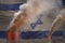 Heavy smoke of plant pipes on Israel flag - global warming concept, background with space for your content - industrial 3D