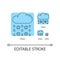 Heavy snow, sleet turquoise linear icons set