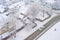 Heavy snowfall winter people aerial