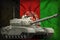 Heavy tank on the Afghanistan national flag background. 3d Illustration