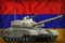 Heavy tank on the Armenia national flag background. 3d Illustration
