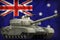 Heavy tank on the Australia flag background. 3d Illustration
