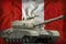Heavy tank on the Peru national flag background. 3d Illustration