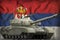 Heavy tank on the Serbia national flag background. 3d Illustration