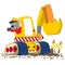 Heavy tool vector cartoon with funny worker animal