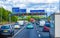 Heavy traffic on M25 motorway Surrey London England