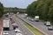 Heavy traffic M6 motorway near Scorton, Lancashire