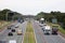 Heavy traffic M6 motorway near Scorton, Lancashire