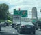 Heavy traffic near Downtown Kansas City, Missouri with signage