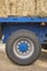 Heavy trailer truck loaded with straw bales