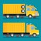 Heavy transport shipping truck. Transportation delivery icon. Flat design vector illustration.