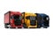 Heavy transport trucks - red, blue and yellow